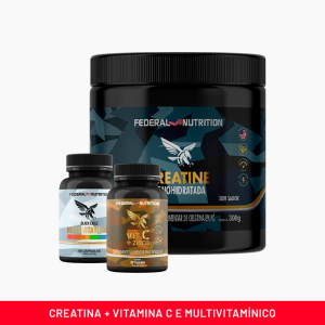 Combo Creatina Black Eagle e Vit C Federal Nutrition | Energia Imunidade e Performance